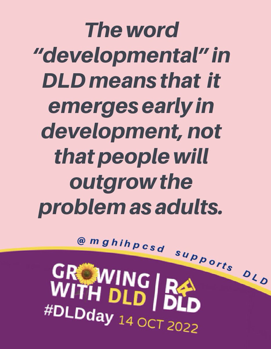 tiffanyphogan's tweet photo. The word “developmental” in #DevLangDis means that it emerges early in development, not that people will outgrow the problem as adults. https://t.co/yAxzkYP5pu

Oct 14 was #DLDday @RADLDcam &amp; @DLDandMe for more info https://t.co/gZoYusvz95