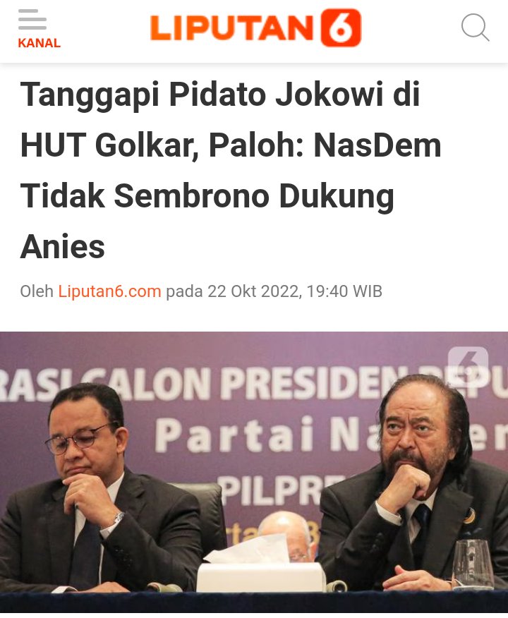 Padahal Pak Jokowi ga ada nyebut nama Partai Nasdem..