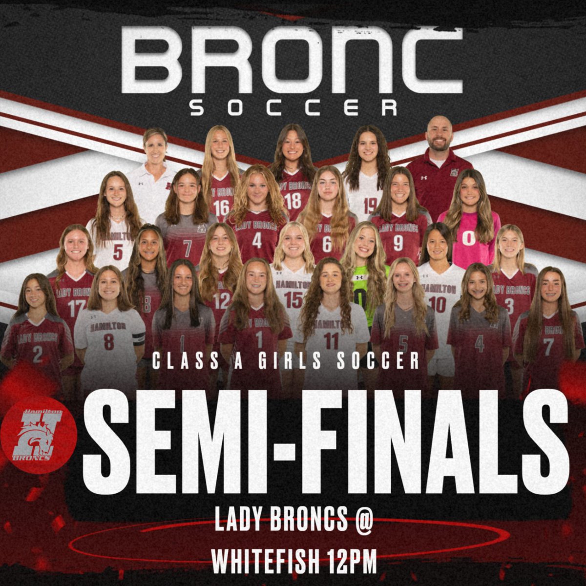 The Lady Broncs take on Whitefish today at 12pm for a trip to the State Championship.  #GoBroncs #BroncFamily
