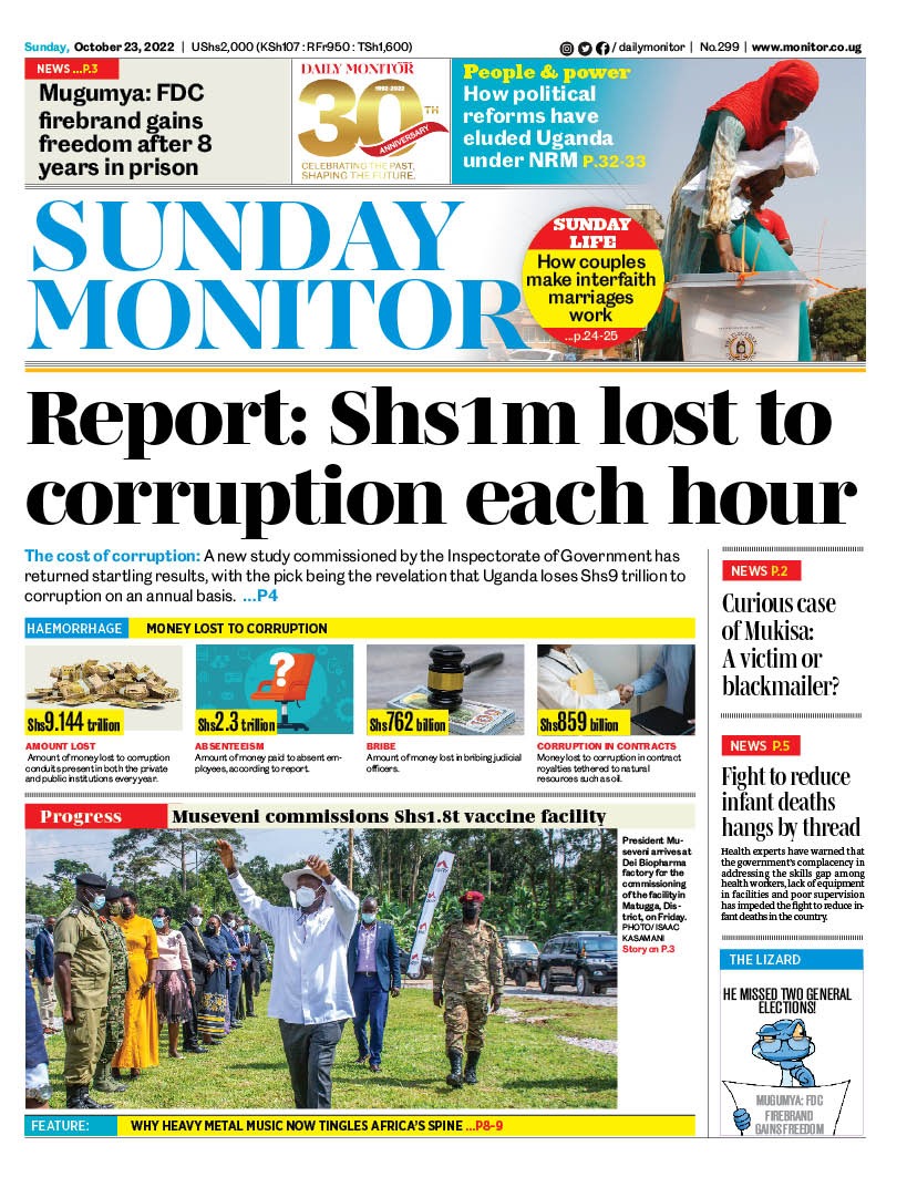 Report: Shs1m lost to corruption each hour Details of this and more stories in your Sunday copy. epaper.nation.africa/ug #MonitorUpdates