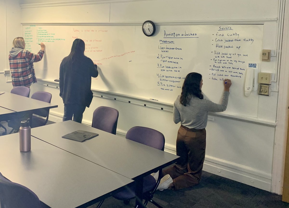 This week, my ABA students <a href="/JMUCoE/">JMU College of Education</a> demonstrated their knowledge on behavior-change procedures by developing two task analyses for the same chained task for two different learners (i.e., moderate/severe disability). Love seeing them grow as future BCBAs.
