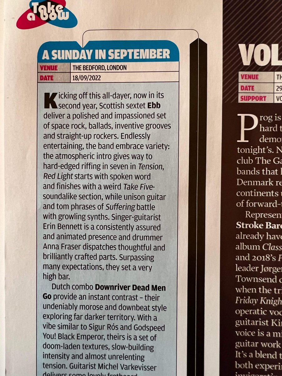 Thanks a million to Gary Mckenzie @ProgMagazineUK for this EPIC review of our set at A Sunday in September hosted by @LondonProgGigs! And among others, our insanely talented @AnnaFraserDrums justifiably mentioned by name! 🎶 #progrock #artrock #music #progtothepeople