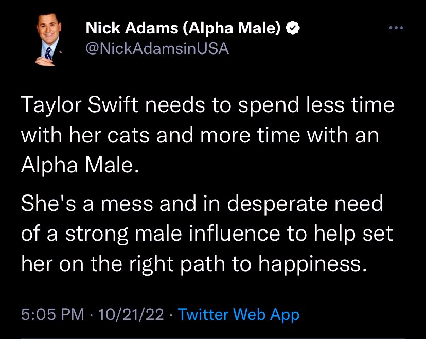 theangriestbuni's tweet photo. Well that’s fucking creepy. 

Taylor Swift would dominate you, Nick. Let’s be real😂😂 https://t.co/OnzgGrarMv