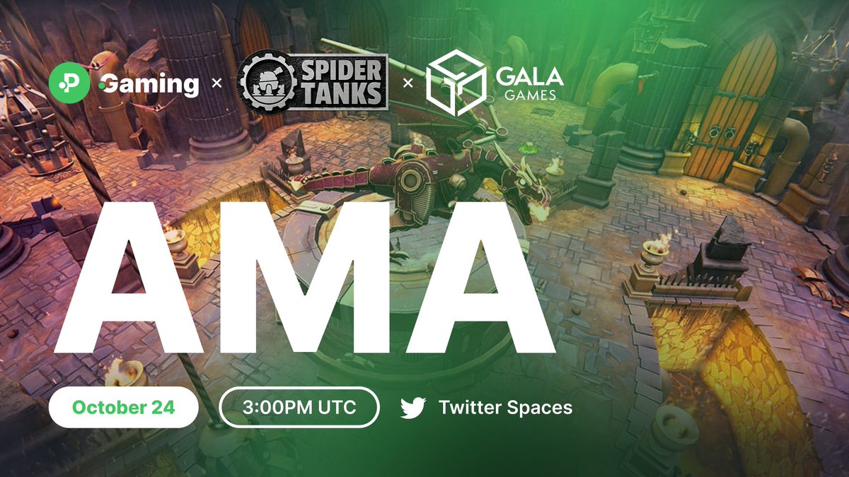Join us for an exciting AMA with @spider_tanks & @GoGalaGames next week! 🕷️ Make sure you tune in to learn more about the upcoming launch and get the alpha on some exclusive PGG announcements! 🔥 📆 24th October, 3PM UTC 🔗 twitter.com/i/spaces/1MnGn…