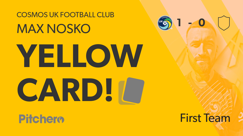theCosmosUK's tweet photo. 70': Max Nosko is yellow carded for Cosmos UK Football Club
#COSJAM #Pitchero
https://t.co/g0b5PPYzCf https://t.co/2jvVBiTHY8
