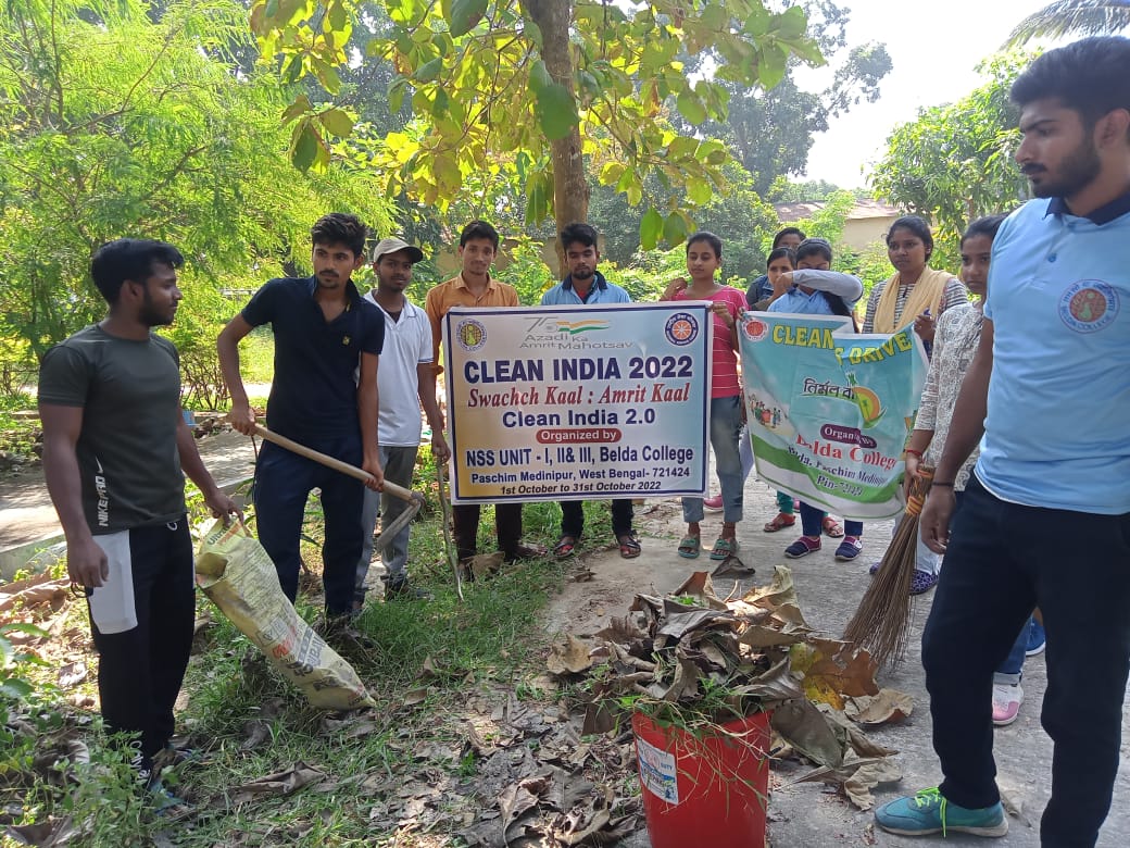 NSSUnit2_Belda's tweet photo. NSS Unit I, II, II POs &amp; volunteers are actively involved in Clean India 2.0 &amp; Swachhata 2022 at Belda College Campus @_NSSAwards @rdnss_kolkata @_NSSAwards @CleanIndiaWatch #CleanIndiaCampaign2022 #yasministry #cleanindia2022 @ConnectingNss @NssrdD @CLEANIndia_da #FitIndia https://t.co/qpZOGPssvj