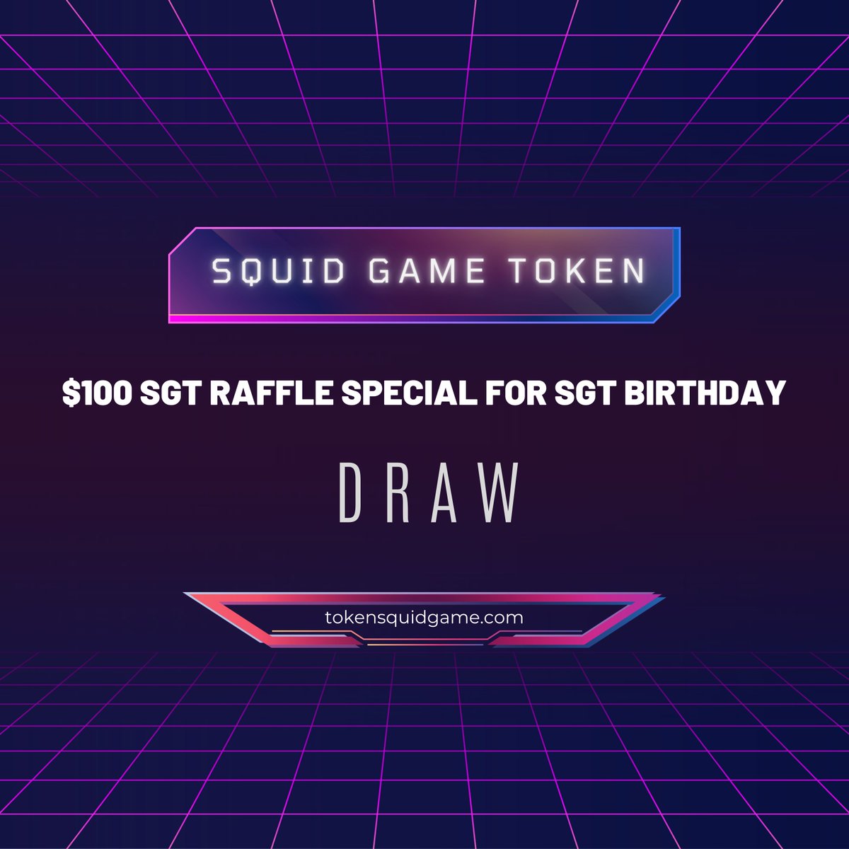 SquidGameToken's tweet photo. 📢$100 SGT raffle special for SGT birthday

🚀What to do
👉RT
👉fav
👉Tag 2 of your friends in the comments

Draw result 31 October

https://t.co/TQd1PPeSQy

#squidgame #netflix #SGT $SGT https://t.co/5a2WsTNw52