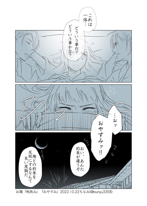 #W山姥切と女審神者版60分一本勝負

お題『板挟み』『おやすみ』

W山姥切とダブルブッキングした審神者さん。 