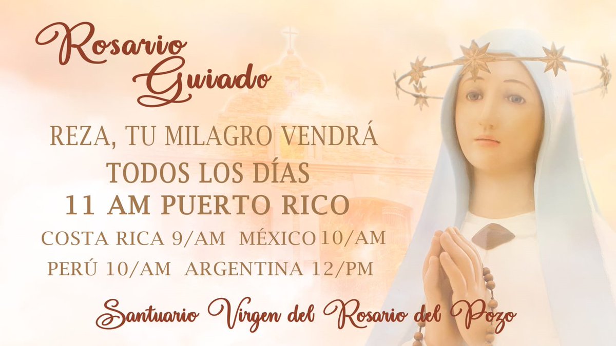 VirgendelPozo's tweet photo. Sábado 22 de Octubre. Rosario Guiado. Misterios #Gozosos.
https://t.co/9KYEKhVZJC y en
https://t.co/4Io3hixZ8p
#VirgenDelPozo #Rosario #Santuario #PuertoRico #VirgenMaría #Paz #NoalaGuerra #Rusia #Ucrania
Escribe tus peticiones en los comentarios en vivo. https://t.co/bjwwSDBRUm