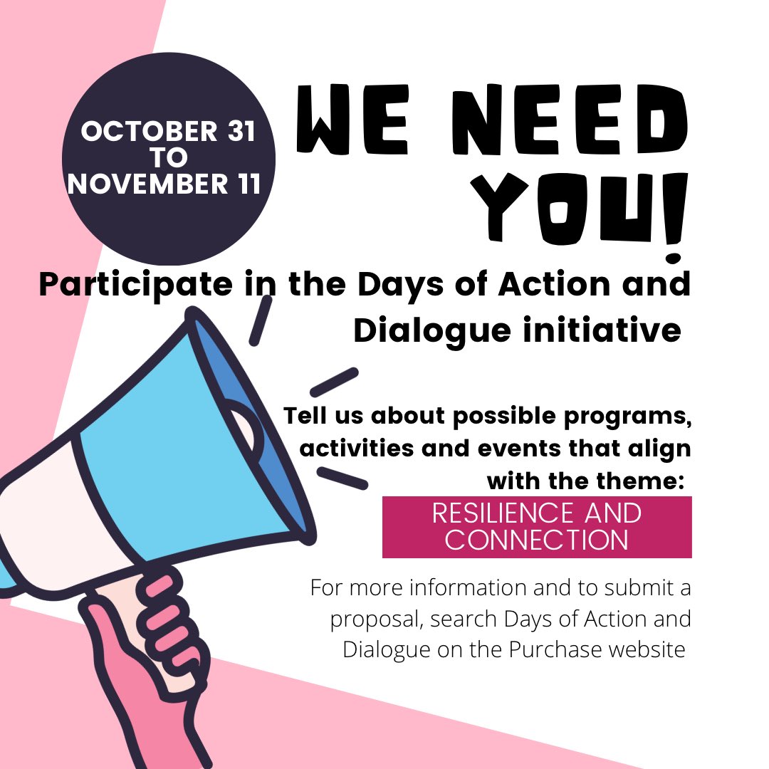 purchasemcc's tweet photo. The Purchase College community has been coming together to plan the Days of Action and Dialogue since 2017. This is a campus-wide community engagement initiative meant to foster community synergy in response to social justice :) https://t.co/9SnGlf1yOQ