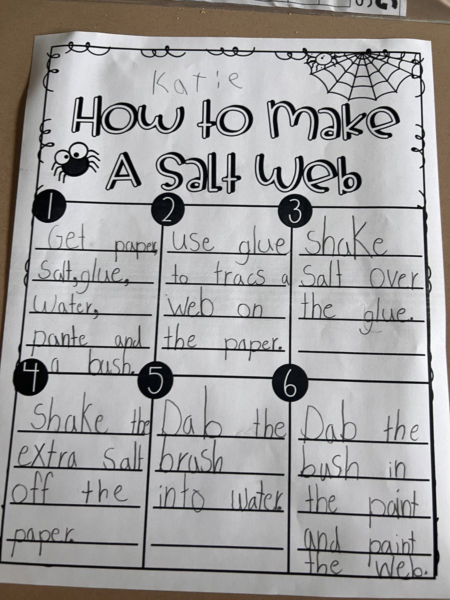 Mrs_Wood_LR's tweet photo. Our class read the mentor text “Step by Step Animal Kingdom” and learned how spiders make their webs. The next day, we started our own procedural writing with art and made our own salt webs. Our class loved writing about how to make this fun art piece! @LakeRidge_JCS https://t.co/PLRQWbKt8z