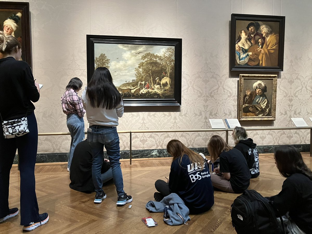 Enjoyable class yesterday @mfaboston, talking about zoology and drawing animals, including Aelbert Cuyp’s menagerie in Orpheus Playing for the Animals, c. 1640