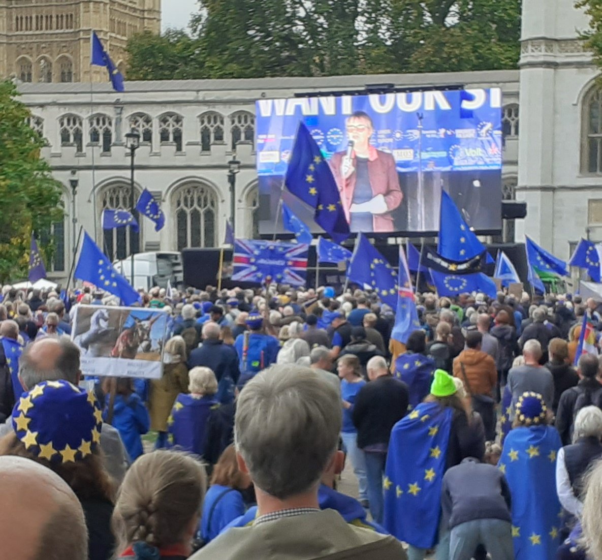 Tom___Scott's tweet photo. .@GreenPartyMolly: "We are in a political &amp; economic calamity... Brexit has bankrupted Britain but it has also shone a light on the weaknesses in our political system that Brexiters exploited... But the EU has kept a light on &amp; we will find our way home"
#MarchForRejoin #RejoinEU https://t.co/932pRCpHaV