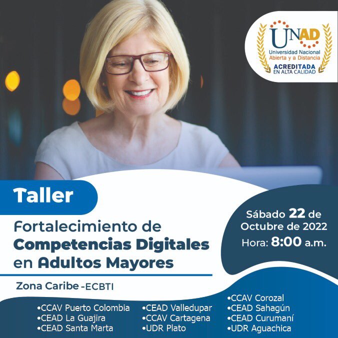 #EnEstosMomentos #UNADenlasRegiones. En diferentes centros de la @UNADZonaCaribe de manera simultánea se desarrolla el Taller de Habilidades Tecnologícas para Adultos (BabyBomers). Articulación ECBTI SISSU-0IR
