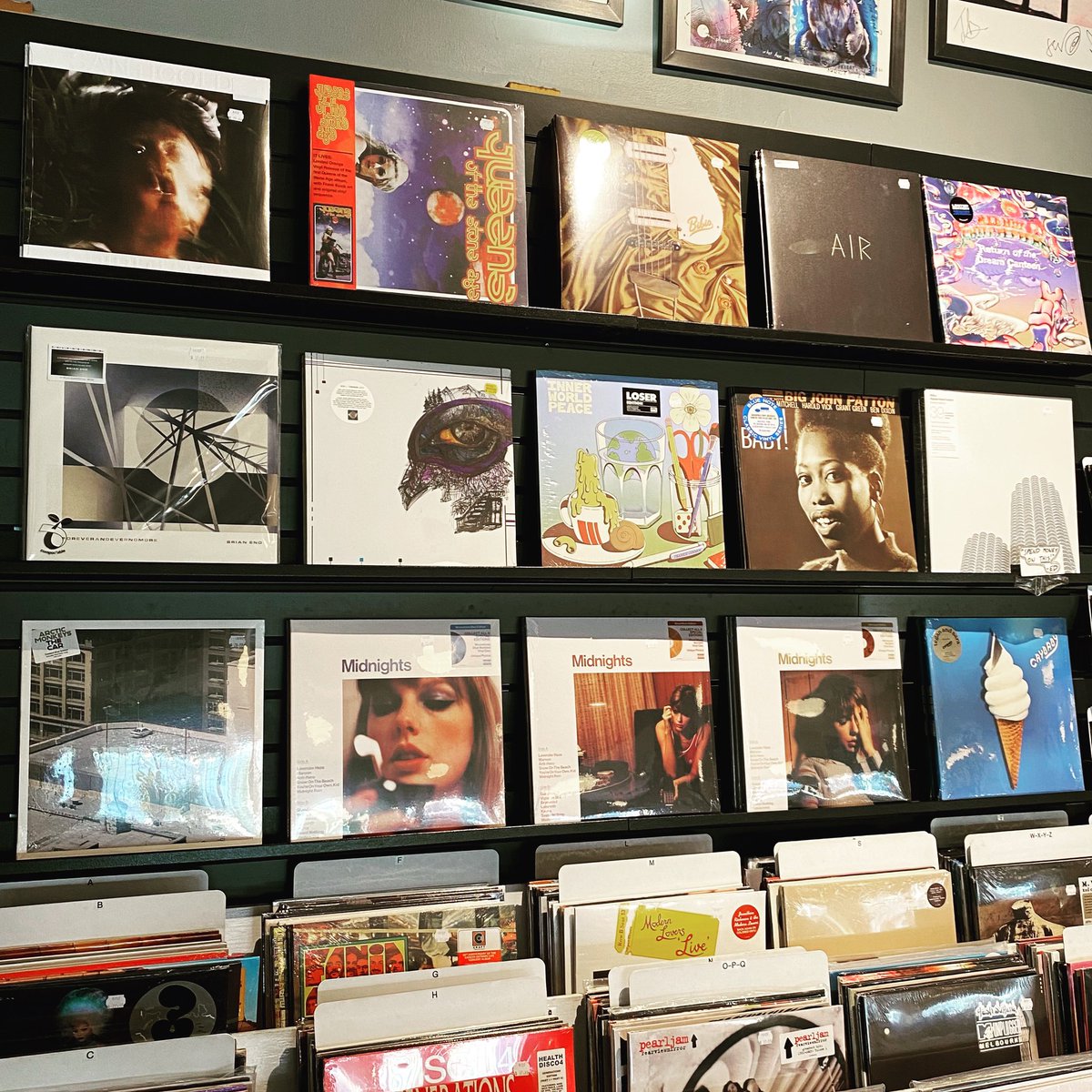 Here’s what’s up on the Vinyl New Release wall! <a href="/Santigold/">Santigold</a> <a href="/qotsa/">QOTSA</a> <a href="/Bibio/">Bibio</a> <a href="/SaultGlobal/">SAULT</a> <a href="/ChiliPeppers/">Red Hot Chili Peppers</a> <a href="/brianeno/">Brian Eno</a> <a href="/MartinDosh/">Martin Dosh</a> <a href="/frankiecosmos/">frankie cosmos</a> Big John Patton <a href="/Wilco/">WILCO</a> <a href="/ArcticMonkeys/">Arctic Monkeys</a> <a href="/taylorswift13/">Taylor Swift</a> &amp; <a href="/teganandsara/">Tegan and Sara</a> 
Open 10-6 today and 11-6 Sunday, and online at electricfetus.com.