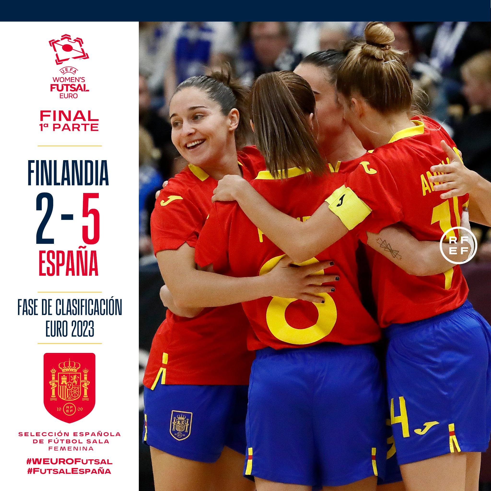 Selección Española Femenina de Fútbol "⏸️ DESCANSO 🏆 Tras un gran inicio, España se va vestuarios con tres goles ventaja 📺 https://t.co/2aD6SqxVyP 🇫🇮🆚🇪🇸 | 2-5 | 20' #WEUROFutsal #