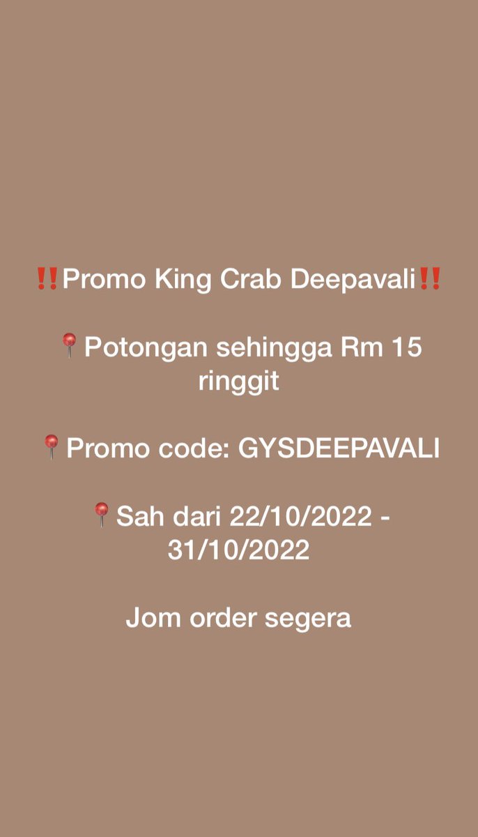 AizzatPaizar23's tweet photo. 📢📢📢 calling for seafood loverrrr. Big boss bagi promo kawkaw sempena Deepavali. Jangan lupa gunakan promo code : GYSDEEPAVALI untuk makan-makan dengan family ❤️ https://t.co/Tcxea6U0N5