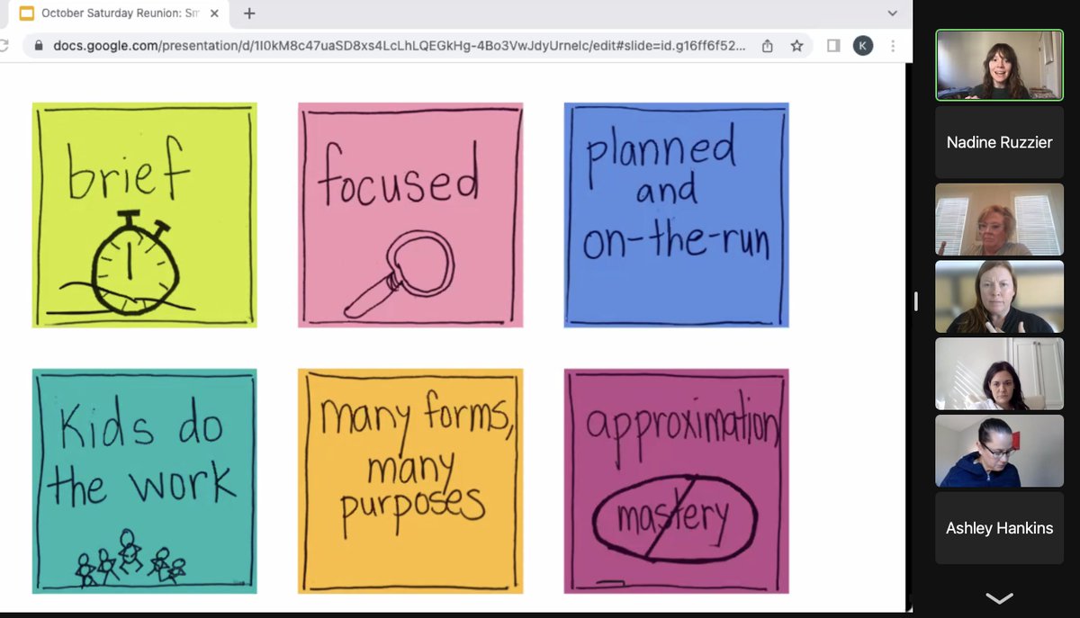 NadineRuzzier's tweet photo. Amazing session on Small Group Work! @clemenkat 
TIPS:
* It's about approximation, not mastery - better to meet 3 times for 10 minutes than 1 time for 30 minutes
* Kids need to do the work - Try #1, Try #2 
#tcrwp #saturdayreunion https://t.co/BzFL0TMmmv