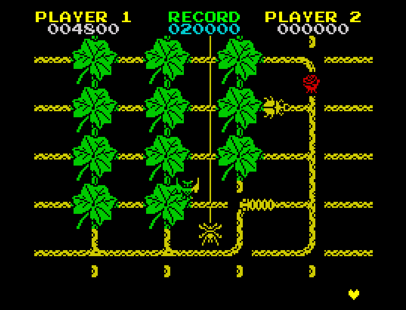 ZXDev2015's tweet photo. The conversion (incredibly faithful) to Spectrum of the spanish coin op Botanic is finished! If you want to get the cassette with the game, write an email to bubu.marcianito@gmail.com

https://t.co/7i9CEM1dmh https://t.co/Jc7QjrRoNm