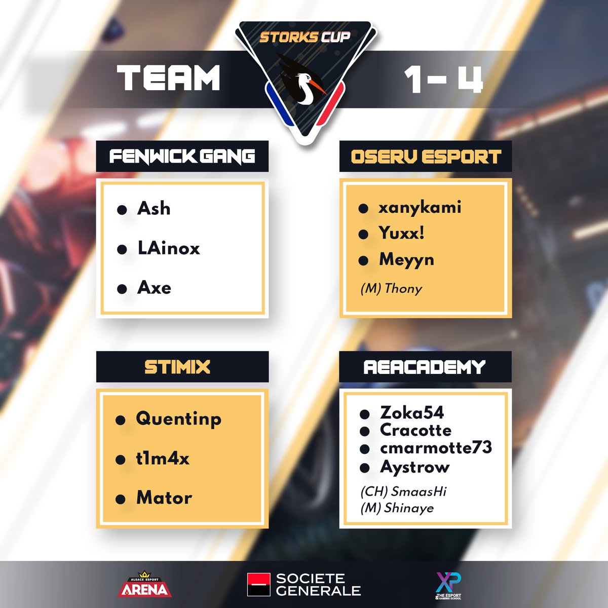 alsa_lan's tweet photo. 📢 #StorksCup | 𝚄𝙿𝙳𝙰𝚃𝙴𝙰𝙼𝚂

[16/16] LAN SOLDOUT ! 🥳
Nous sommes fiers d'annoncer que toutes les équipes sont inscrites 🔥

C'est l'heure pour nos joueurs de s'entrainer avant de s'affronter sur le terrain 💥

🗓️ RDV samedi 29 octobre à @AlsaceArena https://t.co/UL6osqPuuH