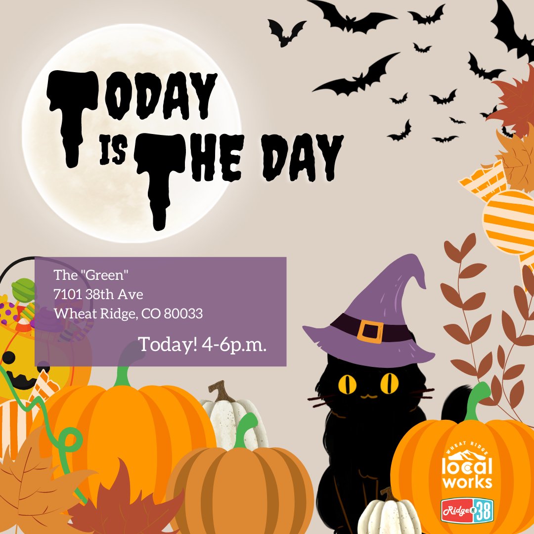Today is the day! 👻 Join us for a fun and safe trick-or-treating experience for kids and their families. Don’t miss out on this spooky good time!

When: Saturday, October 22nd, 2022 4-6 p.m.

Where: The “Green”- 7101 W 38th Ave, Wheat Ridge, CO 80033

#TrunkorTreat #WheatRidge