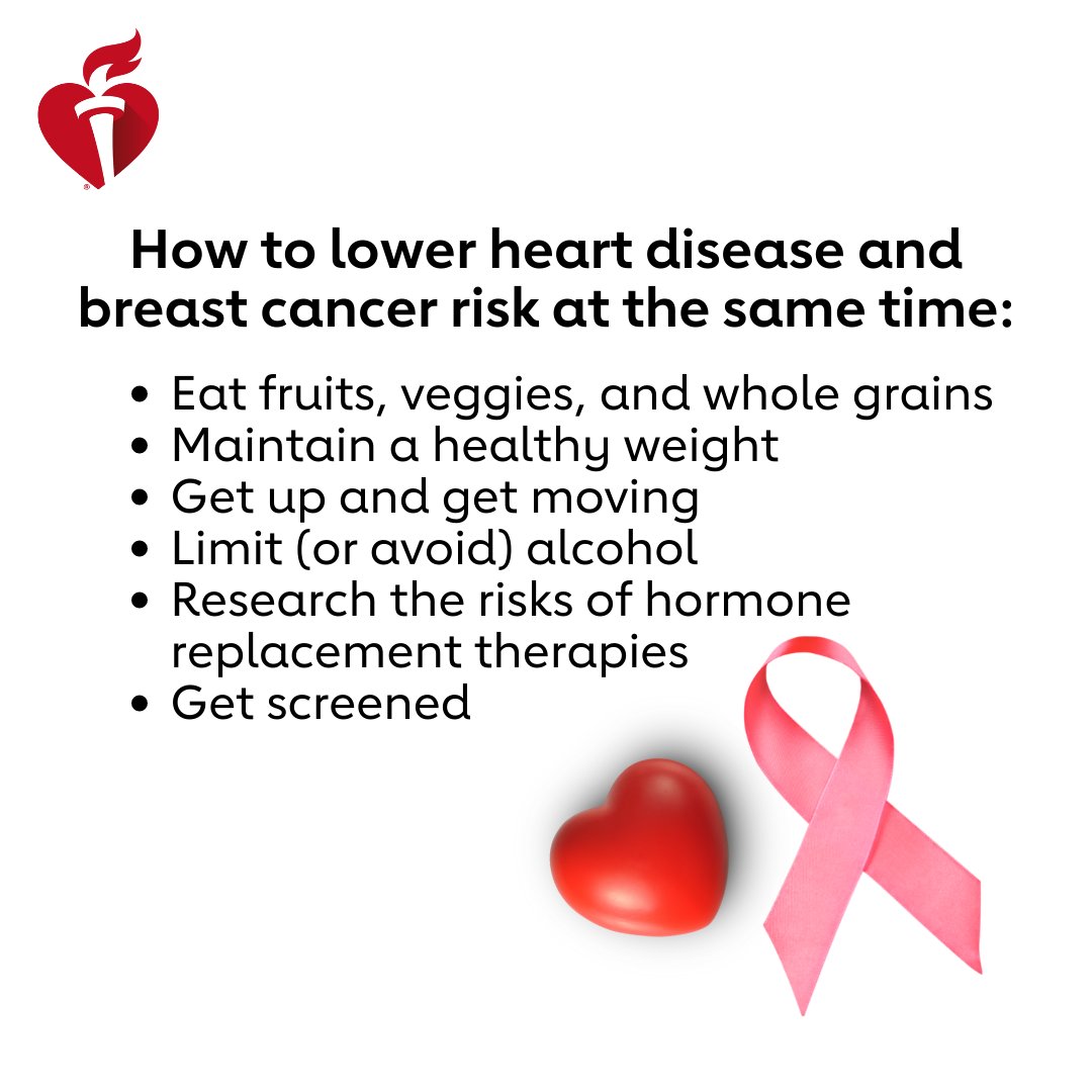 Many of the lifestyle behaviors that help fight off breast cancer in women also can help them avoid heart disease. Here are five things women can do to lower their risk for both. spr.ly/6010Mmaqm #BreastCancerAwarenessMonth