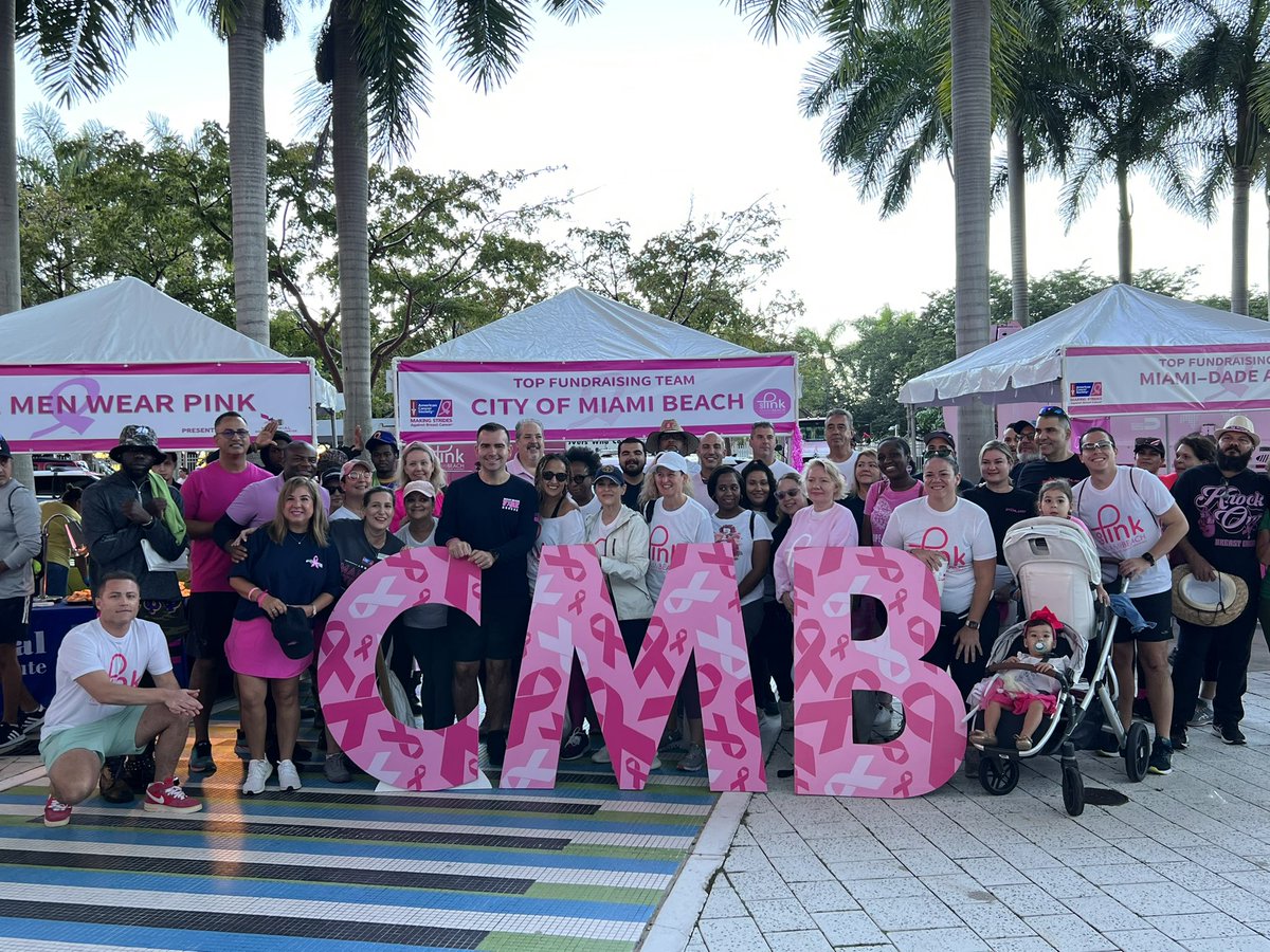 CMBManager_ATH's tweet photo. I was honored to walk alongside my Miami Beach colleagues this morning at #MakingStridesMiami in support of breast cancer awareness. So proud of our amazing team for being the top fundraiser, raising $24,422 so far for breast cancer research. @AmericanCancer #GoPinkMiamiBeach https://t.co/BcJprwgLPP