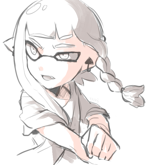 inkling solo simple background braid white background tentacle hair 1girl pointy ears  illustration images