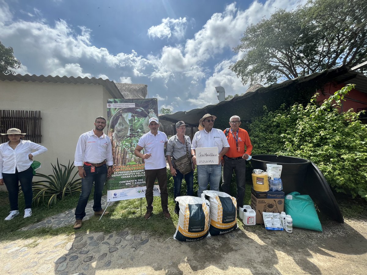 Junto a la Asociación de Bananeros del Magdalena, beneficiamos a 42 productores de plátano del sector de Guachaca, con kits de herramientas, fertilizantes, paquetes de trichoderma, entre otros, para el mantenimiento y mejoramiento de calidad de sus cultivos🍌