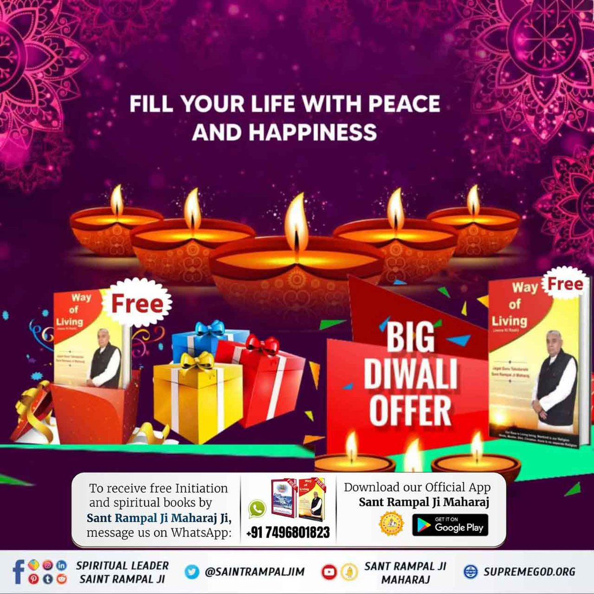 Poonam01481908's tweet photo. #SpiritualBooks_On_Diwali
या दिवाळीत निरोगी आयुष्यासाठी परमदेवाची आराधना करा, संपूर्ण संतांची नावे घेऊन त्यांची पूजा करा. इतर देवतांची पूजा करून उपयोग नाही.
अधिक माहितीसाठी, "जीने की राह" हे पुस्तक आजच मागवा. https://t.co/dFqzhRbw1k