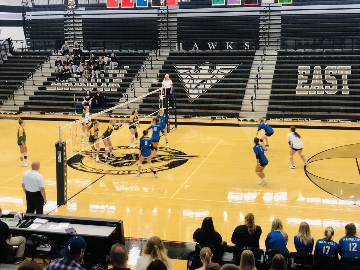 HHSBigBlueAD's tweet photo. Volleyball in tournament action today at Lakota East vs Ursuline Academy. https://t.co/3SX8hq48Xm