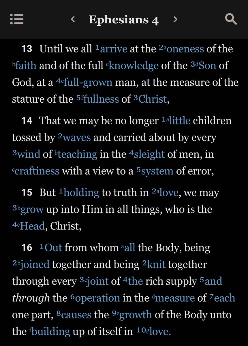 cr_willow's tweet photo. “Then we will arrive at, or attain to, the practical oneness; that is, we will arrive at a full-grown man, at the measure of the stature of the fullness of Christ.”
#RecoveryVersion #Epesians #RcVfootnotes https://t.co/t3qG2d76Iz