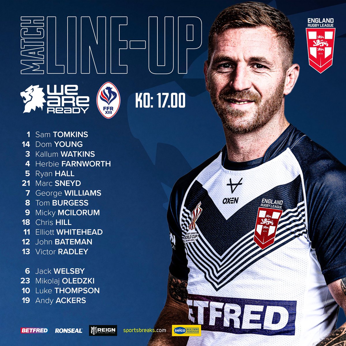 SkySportsRL's tweet photo. 🏴󠁧󠁢󠁥󠁮󠁧󠁿 Your @England_RL side for this afternoon’s clash with France!

@RLWC2021 🏆 https://t.co/58BTGm1kfd