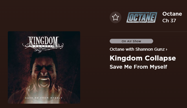 JAlfano73's tweet photo. Hey @shannongunz! Hope your Sat is badass so far. Mine is now that you've kickstarted it w/@kingdomcollapse #SaveMeFromMyself. Ya'll need to get these guys on the next #OctaneAccelerator tour, @SXMOctane! @josemangin @CiBabs. #SXMOctane #Octane #Biguns #KingdomCollapse #KCArmy https://t.co/054Ga057Rp