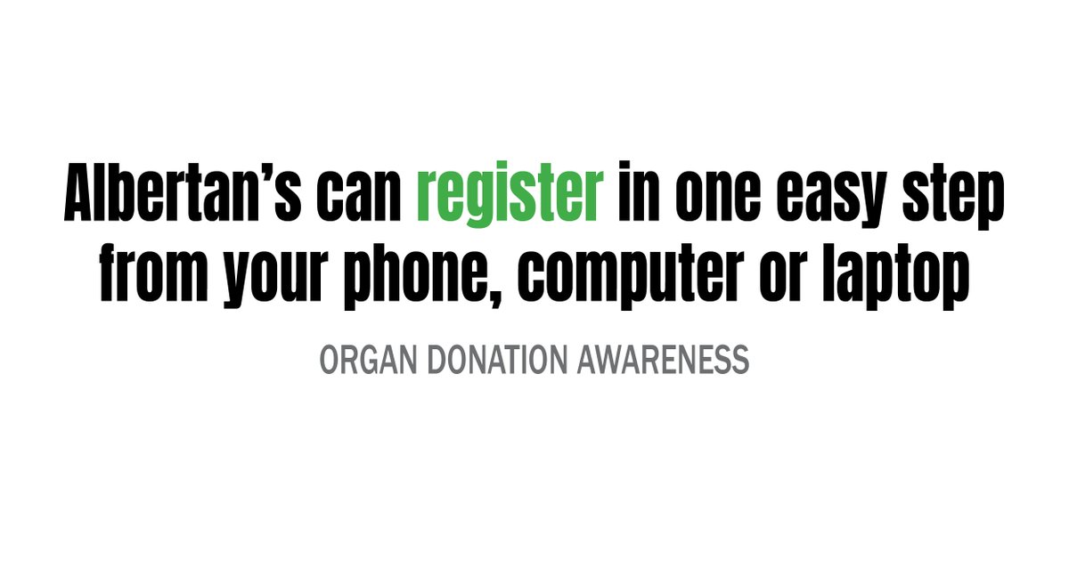 Take a few minutes to register your intent 👇💚
myhealth.alberta.ca/Pages/OTDRHome……

#organdonationawareness
#beahero 
#beadonor
#makeadifference 
#loganbouleteffect
#GreenShirtDay 
#stillyoubreathe