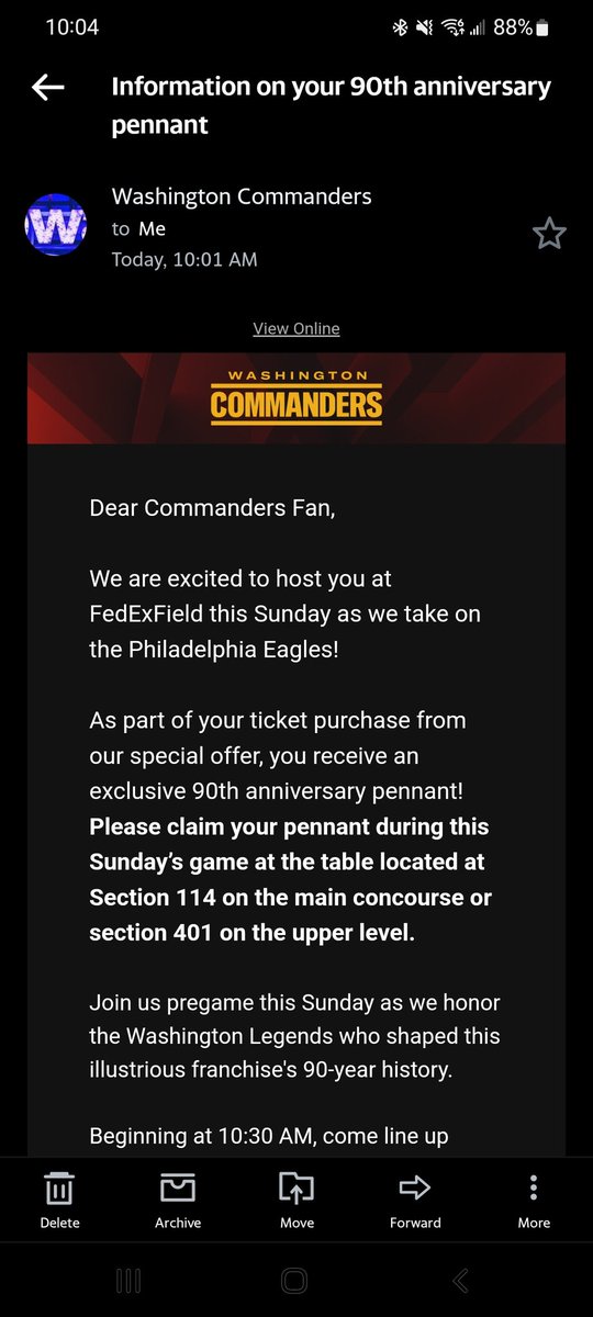 MattForesta's tweet photo. @Commanders Pretty sure we are playing the Packers this weekend, might want to proofread your emails before you send them out.  #Commanders #Fail https://t.co/2IZVhLVuwL