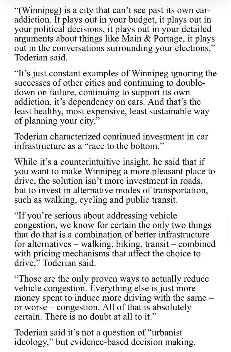 BrentToderian's tweet photo. BREAKING: This outstanding &amp; really important article is on the front page of its city newspaper right before a municipal election. It’s on Winnipeg, but it applies to MANY cities. Every city should have this. I’m interviewed, with @StrongTowns &amp; others. https://t.co/bRoeXmFxcV https://t.co/gsLjT2Ecss