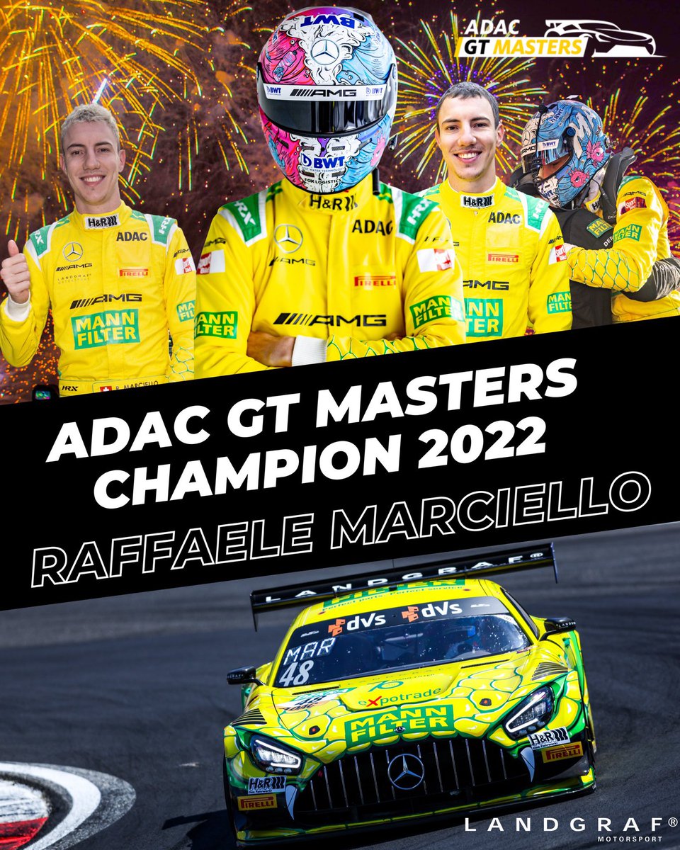 I’m proud to say… 2022 ADAC GT MASTER CHAMPION! 🚀

Thank you to Jonathan, Lorenzo, Maro, and Dani  for their support, Landgraf, all the mechanics and engineers, Mannfilter and Mercedes-AMG