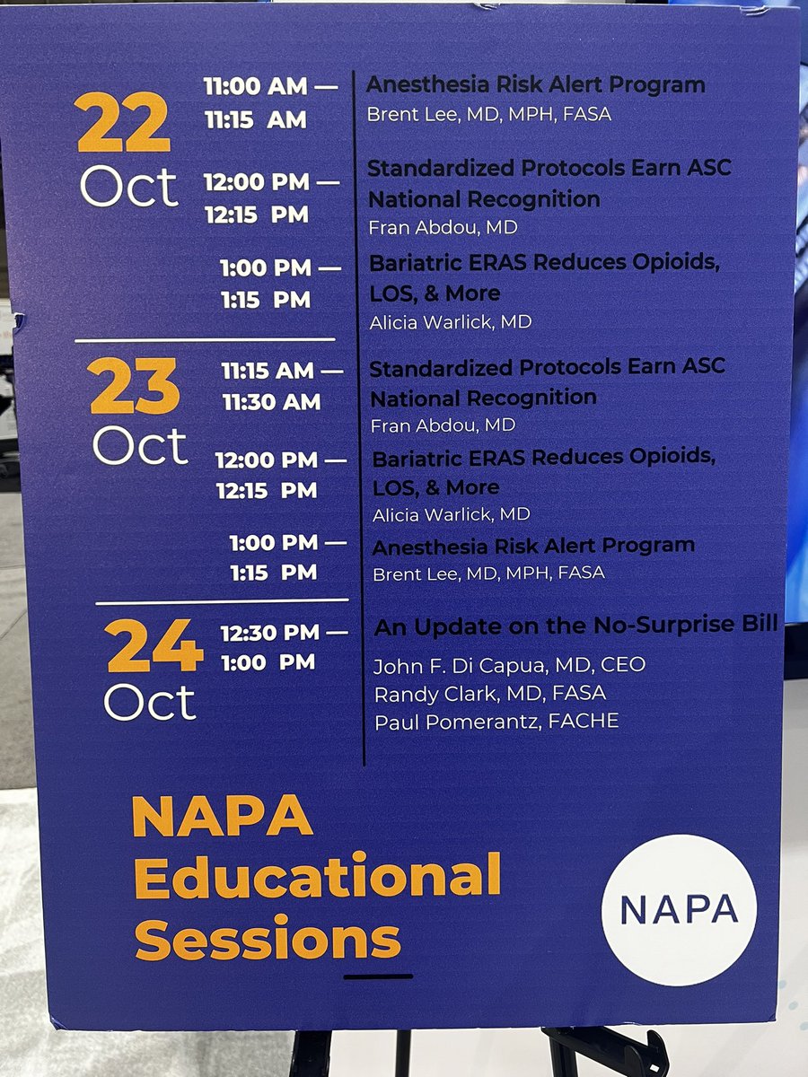 LIrecruiterguy's tweet photo. @NAPAanesthesia is hosting some educational sessions. Stop by the booth during #ANES2022 #letsConnect https://t.co/yGzEqx9gJj