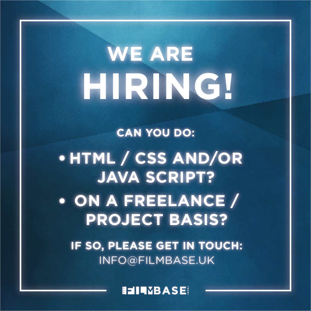 FilmbaseUK's tweet photo. We're looking for a website developer for Filmbase. If you can write HTML, CSS and/ or Java script, and can work on a freelance project basis, then please get in touch! 

Our email is info@filmbase.uk
_____________________________________

⭐️ Filmbase su… https://t.co/CNCzMQv4Mr https://t.co/Yx8BgFGi0R