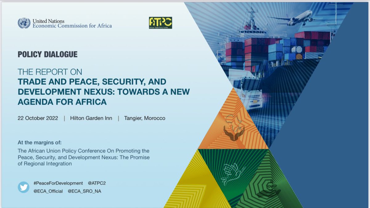 ATPC2's tweet photo. @ATPC2’s study findings on realizing triple nexus &amp; trade was launched today in #Tangier ahead of #AUTangier2022. It revealed that chances of conflict diminishes when countries trade together prompting the urgent need to implement #AfCFTA 
@ECA_OFFICIAL @Yadeyemi https://t.co/9w1XfJt7x1