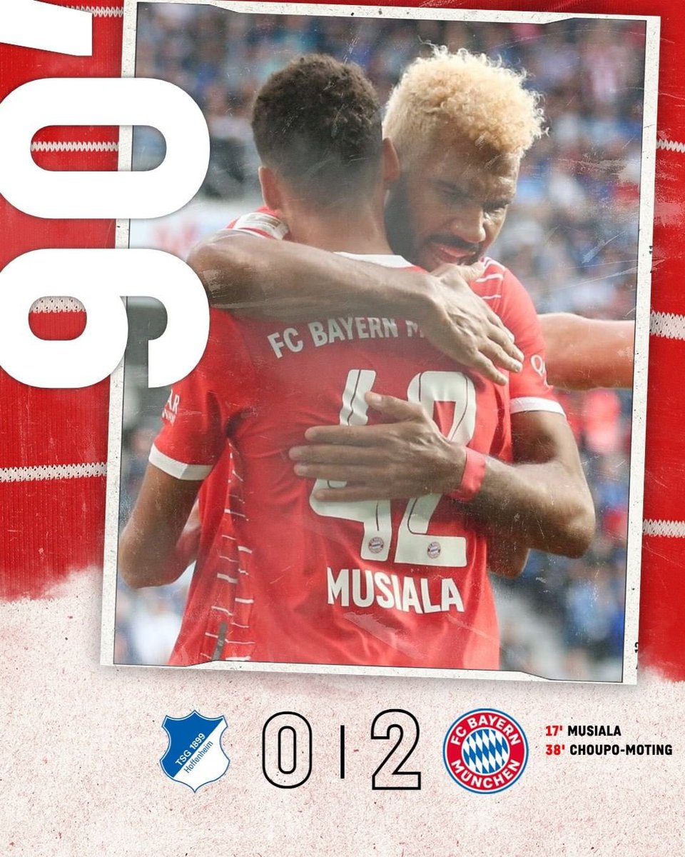 futbol_id97's tweet photo. #Bundesliga
FT: Hoffenheim 0-2 Bayern Munchen
⚽ Jamal Musiala 17'
⚽ Choupo-Moting 38'

Musiala bersama Bayern musim ini 16 match, 9 gol, 6 assist. 

Germany future✨ #HOFBAY https://t.co/BXbqG0uZYw
