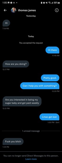 Lmao what a loser 🤣🤣🤣 can smell this scam a mile away. https://t.co/rSzmBaU9sy