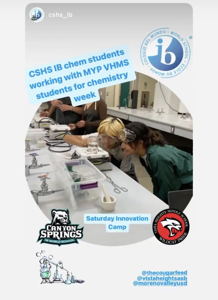 Thank you <a href="/CSHS_Cougars/">Canyon Springs High School</a> IB Diploma Program Chemistry students for hosting our students today!