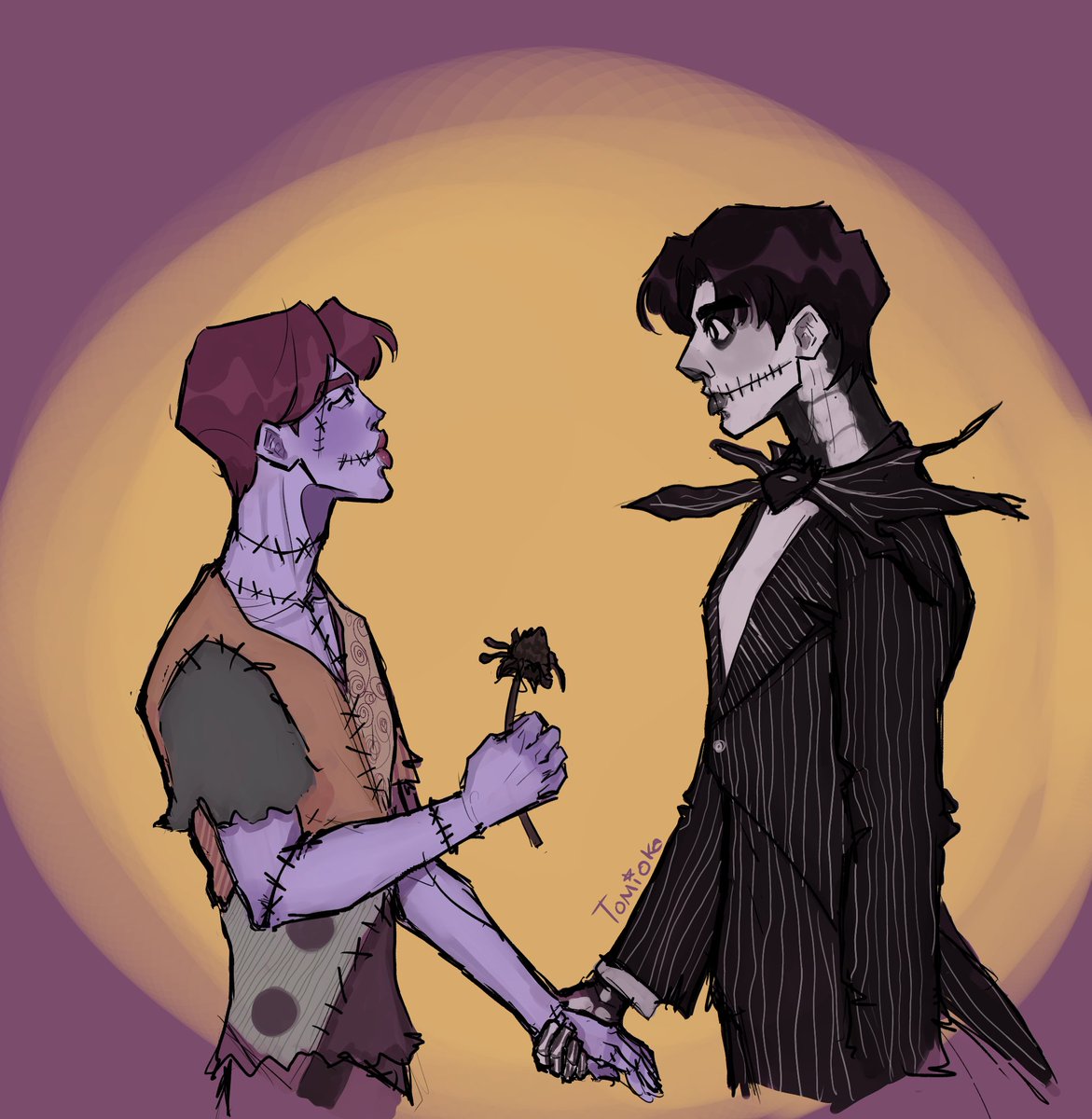 star4ani's tweet photo. reviví de nuevo para publicar un dibujo que hice hace unos días 

#jikook #kookmin #kookminfanart #jikookart #jikookfanart #fanart #jimin #jungkook #TheNightmareBeforeChristmas https://t.co/jpeAuLMq1d