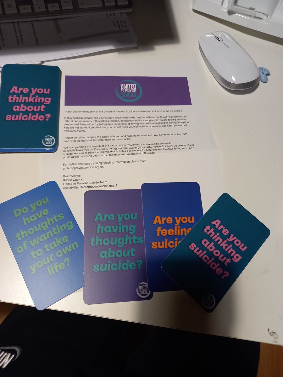 mrpwilson3's tweet image. Was delighted to receive my @TalkToSaveLives Suicide Prevention cards today. By talking about suicide we can encourage people to seek help. Together we can make a difference!