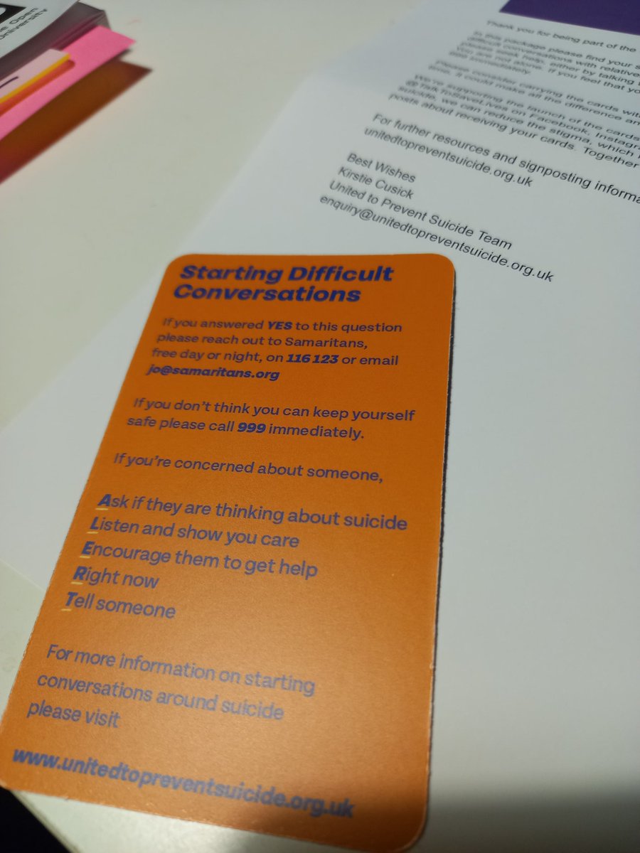 mrpwilson3's tweet image. Was delighted to receive my @TalkToSaveLives Suicide Prevention cards today. By talking about suicide we can encourage people to seek help. Together we can make a difference!