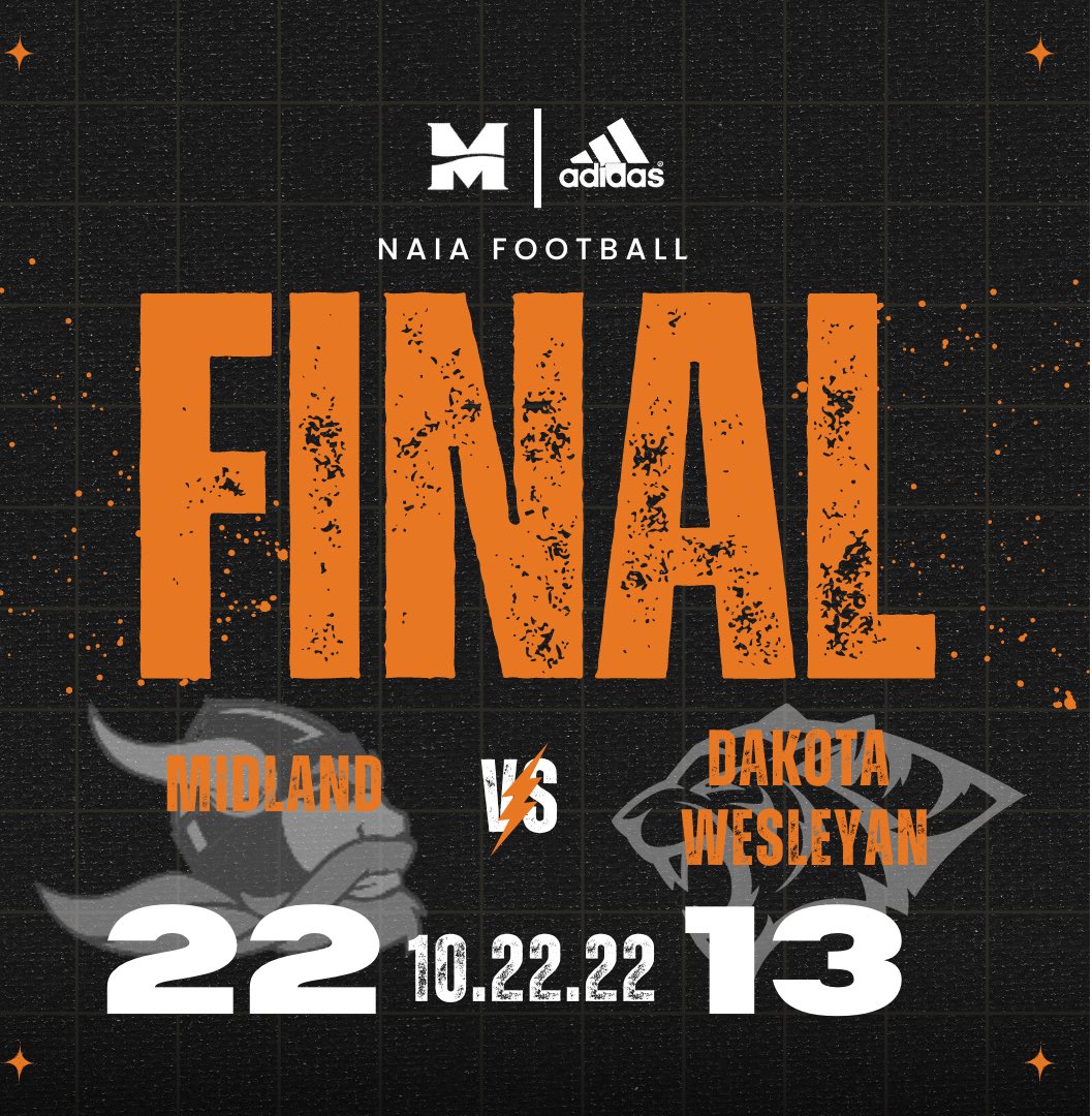 🚨FINAL🚨
<a href="/Midland_Sports/">Midland Warriors</a> 22, <a href="/DakotaWesleyan/">Dakota Wesleyan</a> 13