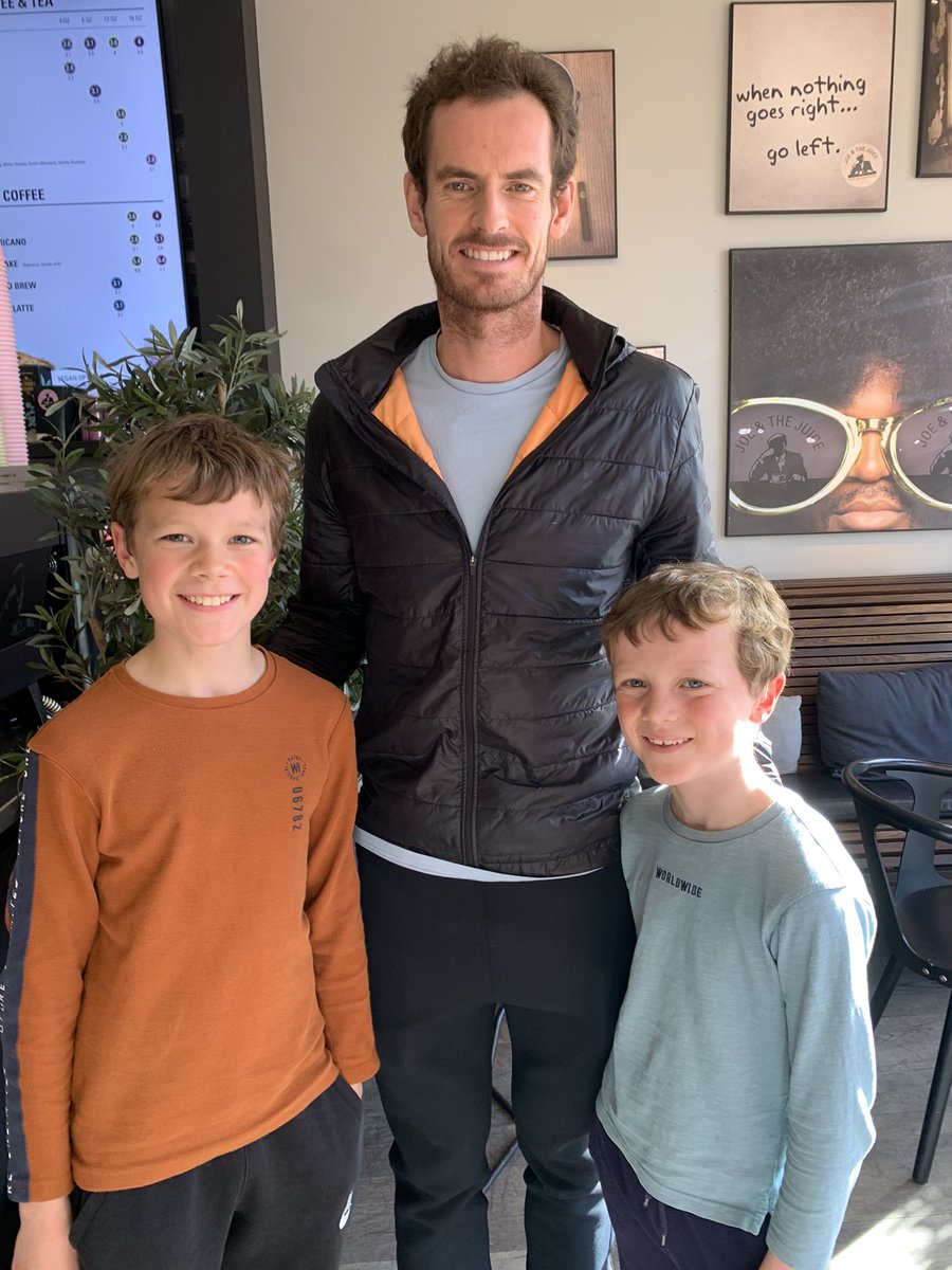 KayDrumbo's tweet photo. When you meet your sporting hero by chance, and he’s even more of a gentleman than you imagined. Thank you @andy_murray for making our day.
#wimbledon
#tennis
#kids 
#greatguy https://t.co/AMIEv9NR5F