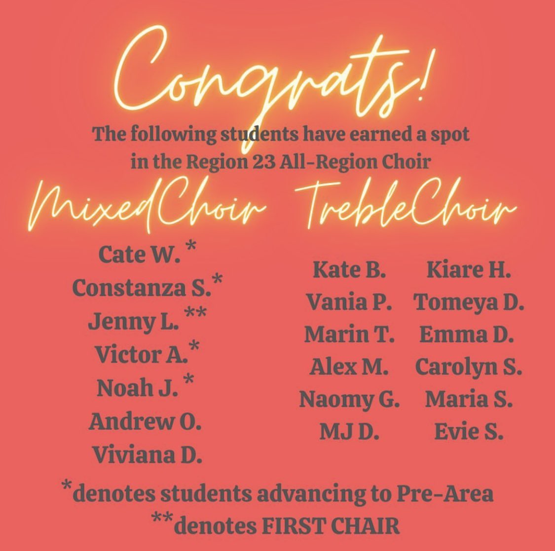 Congratulations to all of our amazing students who auditioned some HARD music today!